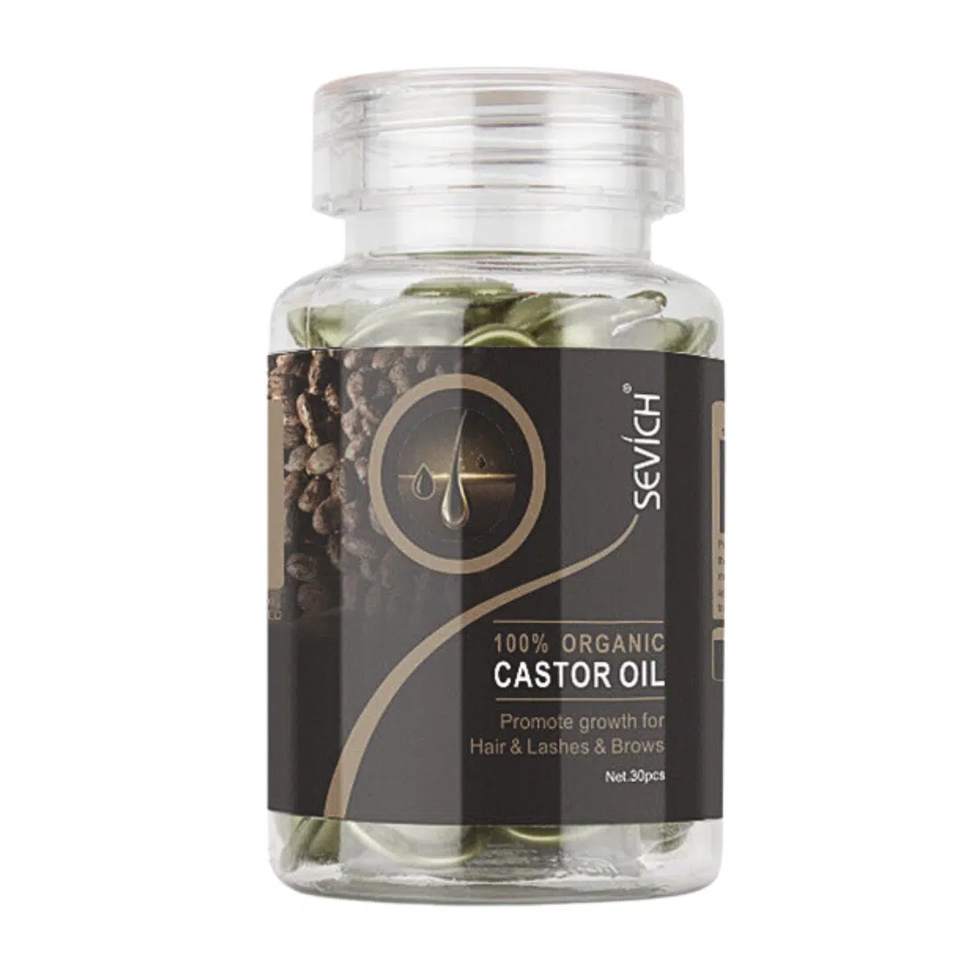 25 Capsule pentru crestere par, gene si sprancene, 100% Organic, Ulei de ricin, Sevich, 30 buc - imagine 1