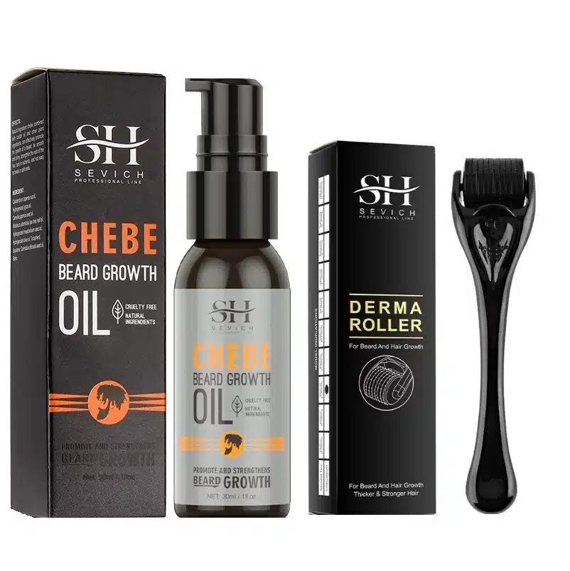 1-1 Pachet crestere barba cu ingrediente naturale, ulei CHEBE, 2024 Edition, Derma-roller, Sevich - imagine 1